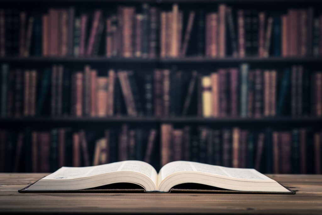 Library with open book